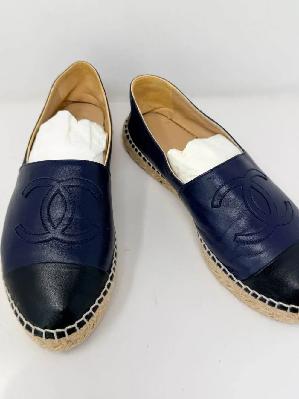 Chanel Leather Espadrilles - Navy & Black